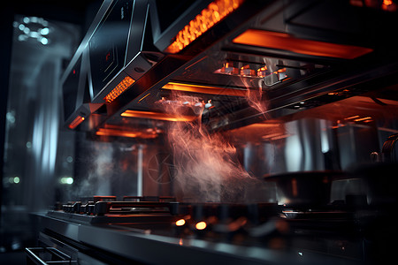 魔幻厨房炉火烹饪奇景背景图片