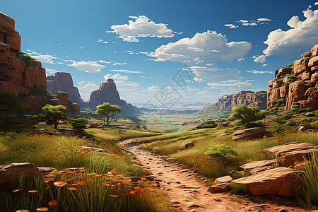 沙漠中的绿洲背景图片