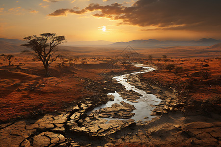 干枯的河流自然的沙漠河流背景