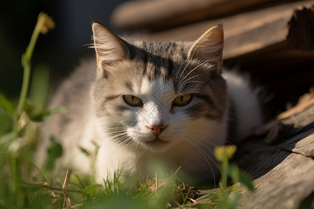 公园孤独的猫咪背景图片