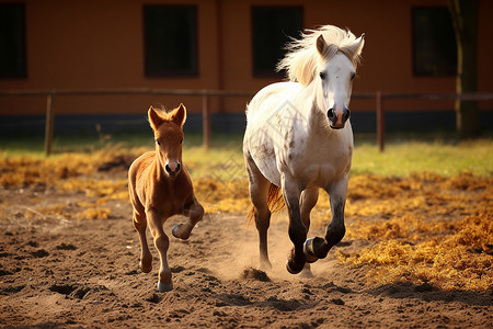 户外奔跑的小马背景图片