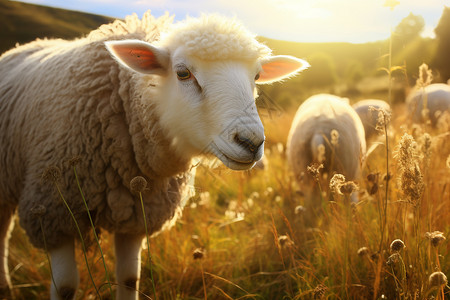 草丛里的羊羔背景图片