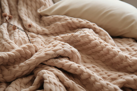 卧室柔软的毛毯背景图片