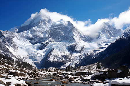 雪山溪流雪山奇观背景