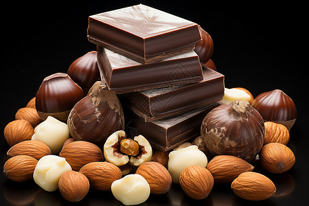 松脆的坚果巧克力背景图片