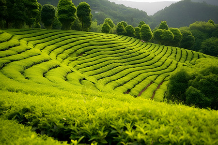 绿色茶山背景图片