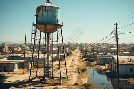 巍峨的工业水塔背景图片