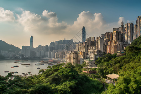 繁华的港口城市背景图片