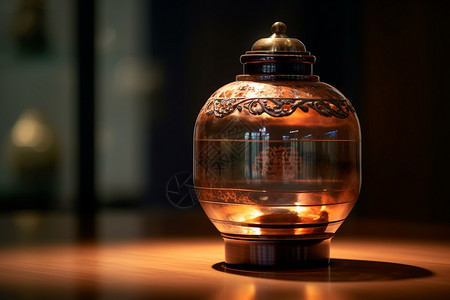 古色古香的陶瓷酒瓶背景图片