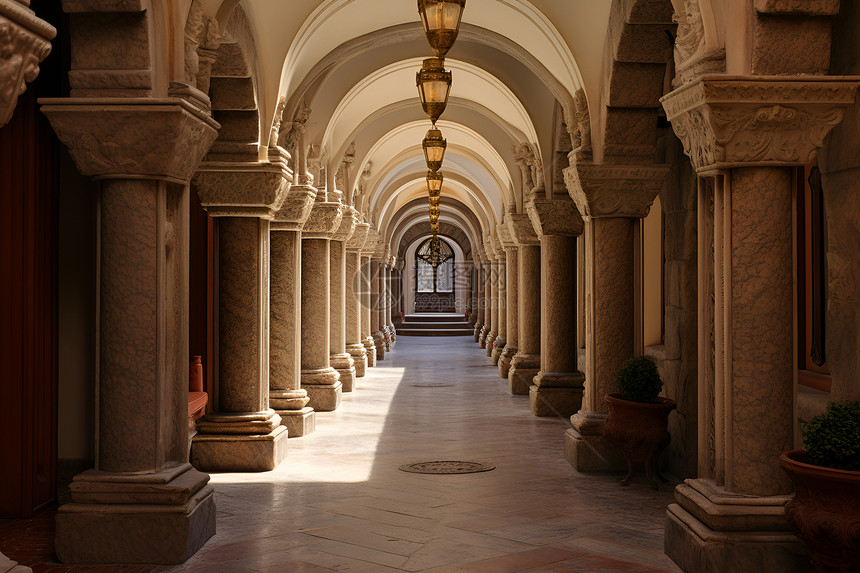 拱廊与柱子图片