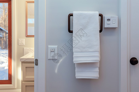 浴室干净的毛巾高清图片