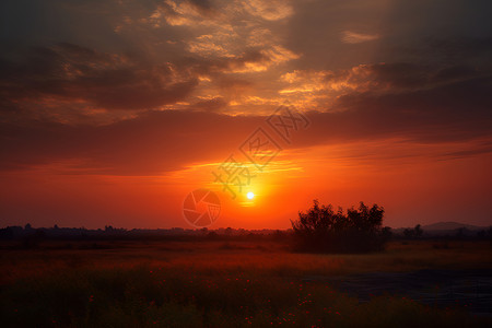 夕阳时的自然风景背景图片
