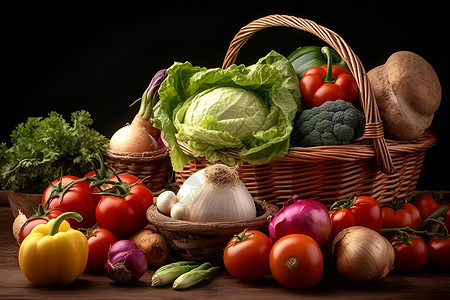 健康新鲜的蔬菜食材背景图片