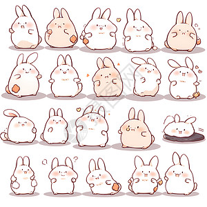 瞪眼兔子表情包可爱的小兔子，表情包插画