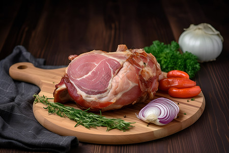 肘子素材蔬菜和猪肉背景
