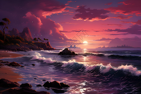 浪漫的海滩背景图片