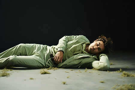 男子躺在地上背景图片