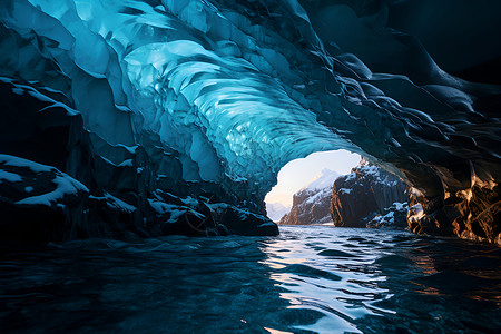 蓝色冰川之美背景图片