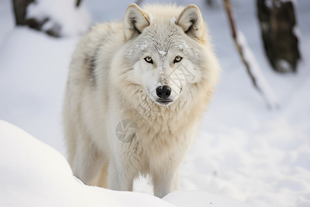 孤独雪原白狼背景图片
