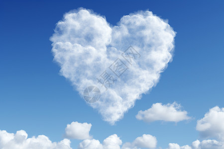 漂浮蓝色云朵天上漂浮着一个心形云设计图片