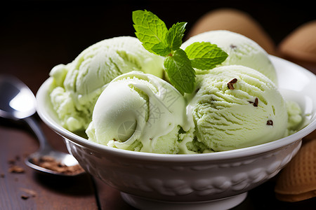 夏日甜薄荷冰淇淋背景图片