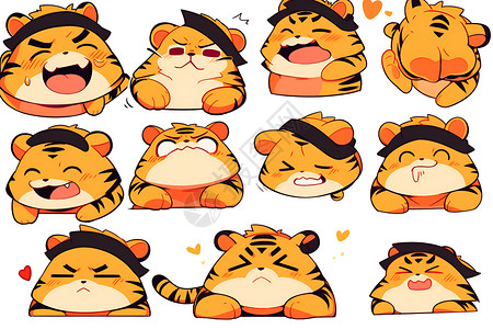 可爱老虎的各种表情背景图片