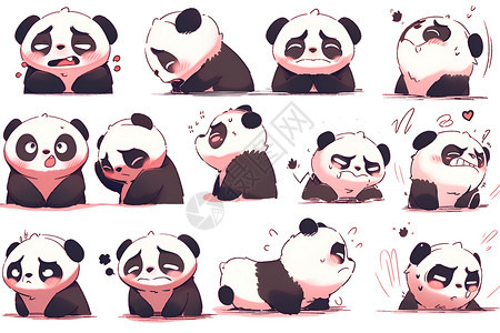 可爱熊猫的表情包背景图片