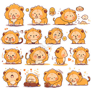 可爱的狮子表情包插画