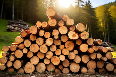 森林小径上的木材背景图片