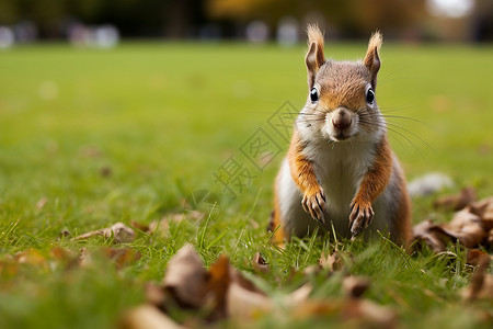 小松鼠在草地上背景图片