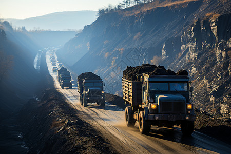 煤车卡车运送煤炭背景
