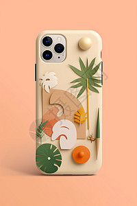 奶油色热带手机壳设计背景图片