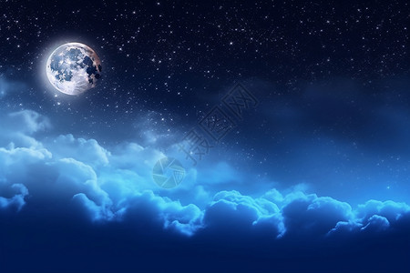 夜空中的满月背景图片