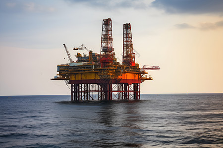 海上钻井海洋中的巨型石油钻井平台背景