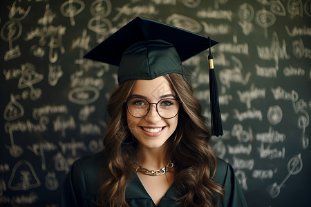 女学生毕业后的微笑背景图片