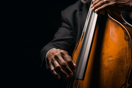 男子大提琴演奏男子与低音提琴背景