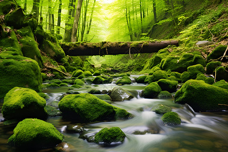 翠绿的森林中背景图片