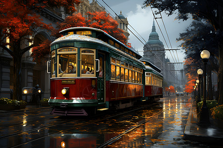 城市的雨夜背景图片
