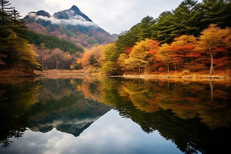 秋季的山水背景图片