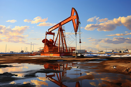 原油市场行情施工中的油田背景