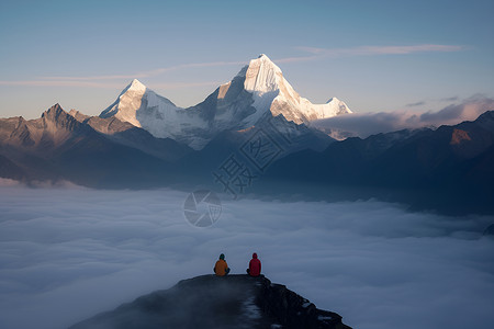 云端的山峰背景图片