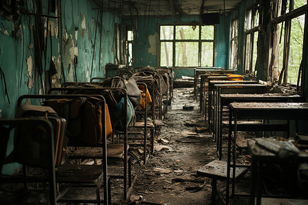 心系灾区切尔诺贝利灾区的教室背景