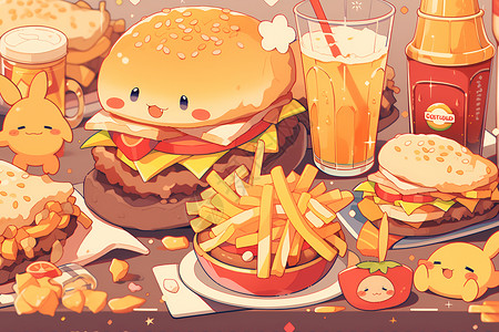 美式汉堡美式快餐插图插画