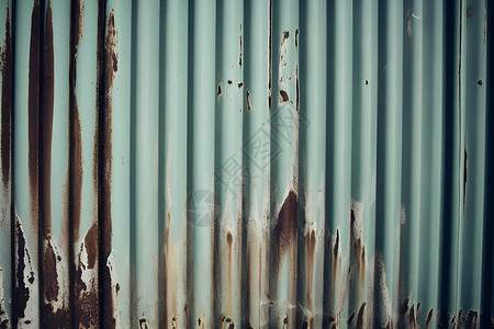 金属面板生锈的蓝色铁皮墙背景