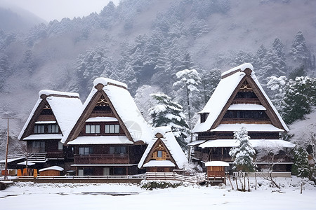 雪覆盖的房屋背景图片