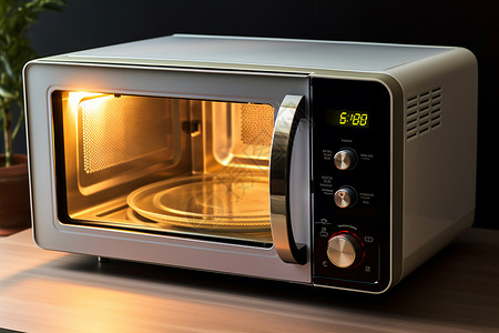 烤箱图片亮着灯的微波炉背景