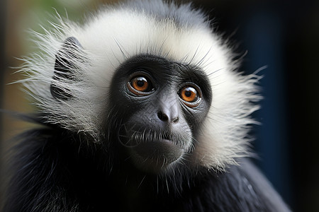白脸长发的黑白猴子高清图片