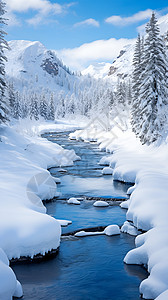 冰封的河流背景图片