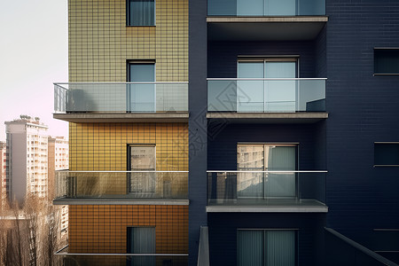 现代城市的公寓楼建筑高清图片