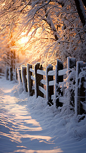 寒冷冬季户外的美丽景观背景图片